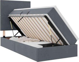 vidaXL Bed with Mattress with LED Dark Grey 100 x 200 cm Velvet vidaXL