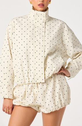 ASTR the Label Collins Polka Dot Bomber Jacket in Ivory/Black Polkadot at Nordstrom, Size X-Large