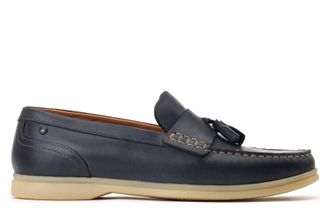 Base London Bonito Mens Leather Loafer Shoes - Navy - Size UK 11