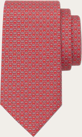 Ferragamo Men Ferragamo Monogram print silk tie Red