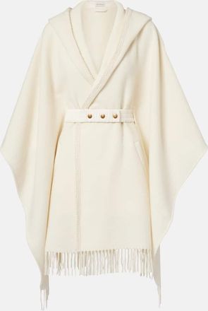 Moncler Belted fringed virgin wool cape