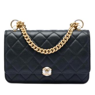 Chanel Pre-owned Vintage Quilted Flap Crossbody Bag - Dames - Pre-owned - Zwart - Maat: ONE Size Leer