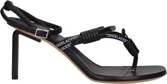 Off-white Black Leather Flip-Flop Womens Sandals