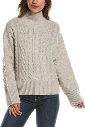 Fort&eacute; Cashmere Luxe Cable Mock Neck 100% Cashmere Pullover