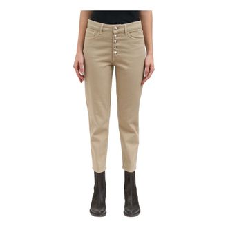 Dondup Cropped Trousers, female, Beige, Size: W26 Pantalone Loose Koons Gioiello