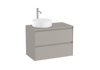 Roca Mueble Para Lavabo Izquierda Sobre Encimera 800x460 Ona 2 Cajones Gris Arena