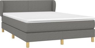 vidaXL Cama Box Spring Con Colch&oacute;n Tela Gris Oscuro 140x190 Cm Vidaxl
