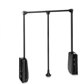 Emuca Colgador Abatible Para Armario Hang, Ancho Regulable 450-600mm, Acero Y Pl&aacute;stico, Pintado Negro - Emuca