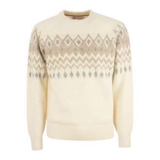 Brunello Cucinelli MenS Panama Wool Blend Patterned Crewneck Sweater, Size 50