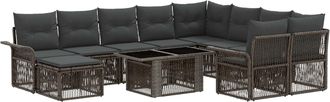 vidaXL Conjunto De Sof&aacute;s De Jard&iacute;n 11 Uds. Gris Y Gris Oscuro Vidaxl