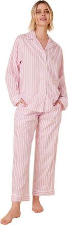 The Cats Pajamas Luxe Pima Pajama Set Conversational in Classic Stripe Pink at Nordstrom, Size X-Small