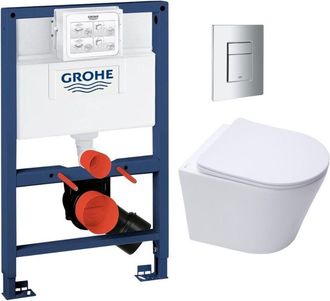 GROHE Conjunto Bastidor Rapid Sl + Inodoro Sin Brida Swiss Aqua Technologies Infinitio + Placa Cromada (rapidsl082-infinitio-1)