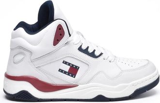 Tommy Jeans White Perforated Mid-Top Sneakers