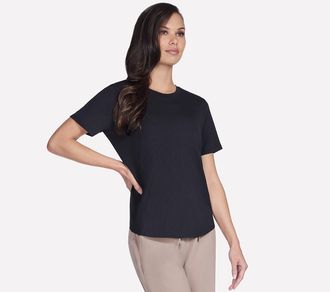 Skechers Funktionsshirt SKECHERS GOWALK LUXE RIB TEE, Damen, Gr. XXL, schwarz, Obermaterial: 90% Polyester, 10% Elasthan, Shirts Funktionsshirt