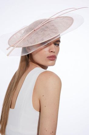 Karen Millen Womens Layered Mesh Detail Headband Fascinator - Pink - One Size