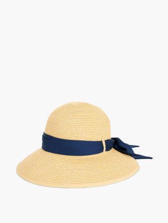 Talbots Scarf Detail Floppy Hat - Natural Straw - 001 Talbots