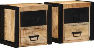 vidaXL Vidaxl - Bedside Cabinets 2 pcs 40x35x40 cm Solid Rough Wood Mango