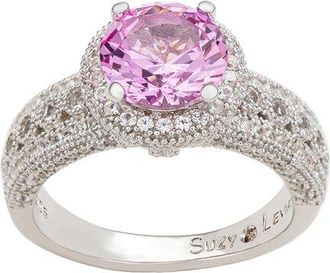 Suzy Levian Silver 0.02 Ct. Tw. Diamond & Sapphire Statement Ring