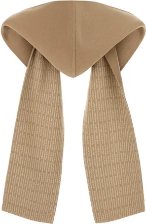 Prada Womens Camel Wool Scarf Cammello+bianco Exterior: Sciarpe E Foulard Scarfs