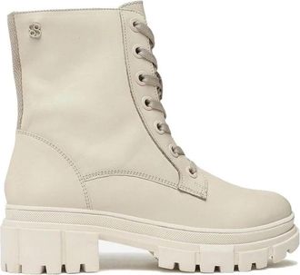 s.Oliver Witte Casual Booties voor Vrouwen - Dames - Veterlaarzen - Wit - 38 EU - Schoenen