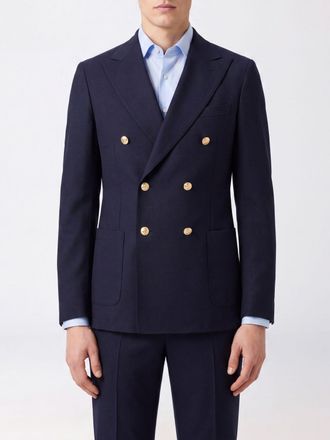 Eleventy Blazer doppiopetto in misto cotone con rever a lancia