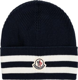 Moncler Striped Logo-patch Beanie Hat
