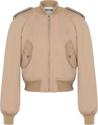 Moschino raglan-sleeve cropped bomber jacket - women - Cotton/Polyester - 42 - Neutrals