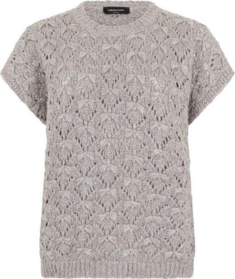 Fabiana Filippi T-shirt met patroon - Dames - Ronde hals truien - Grijs - M - Wol - Truien & Vesten
