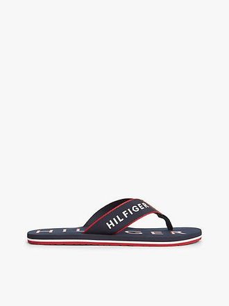 Tommy Hilfiger Logo Embroidery Webbing Strap Flip-Flops