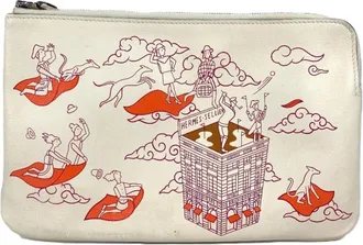 Hermès Ivory Leather Clutch Bag Pouch (Pre-Owned)