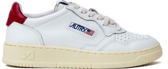 Autry White Deep Claret Medalist Low Leather Sneakers