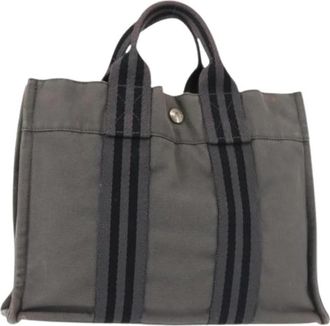Herm&egrave;s Pre-owned Vintage Canvas Tote Bag - Dames - Vintage Shopper - Grijs - ONE Size - Vintage