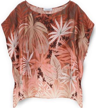 Motivi Kimono Blouse in Printed Satin - Dames - Blouses - Veelkleurig - XS - Satijn - Overhemden