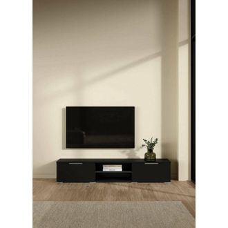 Dmora Dmora - Mueble De Televisi&oacute;n Fantine, Aparador De Sal&oacute;n, Mueble Bajo Para Tv, Base De Pared Equipada, 173x40 H33 Cm, Negro
