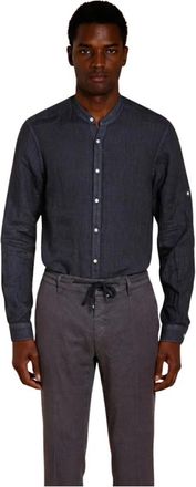 Mason's Porto Shirt - Heren - Casual Overhemden - Blauw - M - Linnen - Overhemden