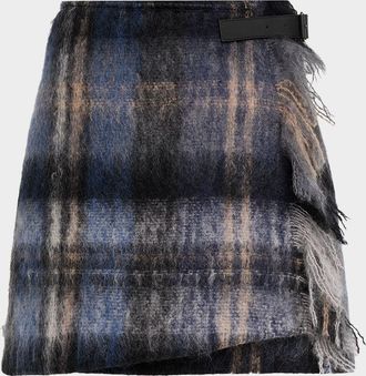 Loewe Check Mohair Mini Wrap Skirt