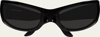 Balenciaga 66mm Wraparound Mask Sunglasses