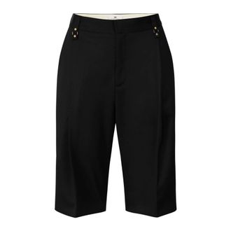 Elisabetta Franchi Bermudas de lana fria - Dames - Korte Broeken - Zwart - XS - Wol - Korte Broeken