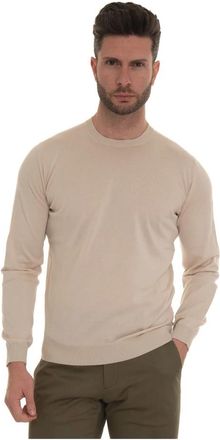 Hindustrie Ultralight Slim Fit Katoenen Pullover - Heren - Ronde hals truien - Beige - 4XL - Katoen - Truien & Vesten