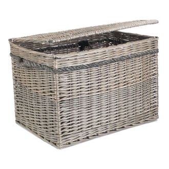 Red Hamper Wicker 58cm Unlined Antique Wash Storage Basket in Grey
