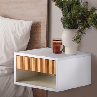 Jonathan Y Designs Elise 15.71 Classic Contemporary Floating Wall Mounted Nightstand with Soft-Close Tambour Drawer and Cable Hole