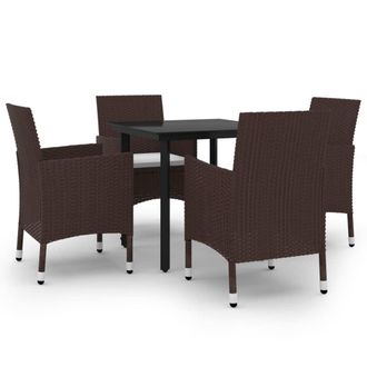 vidaXL Set Comedor De Jard&iacute;n 5 Pzas Y Cojines Rat&aacute;n Sint&eacute;tico Y Vidrio Vidaxl
