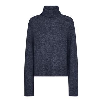 Mos Mosh Navy Coltrui Gebreide Trui - Dames - Coltruien - Blauw - S - Wol - Truien & Vesten