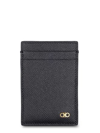 Ferragamo Micro Gancio Gold Emblem Leather Wallet