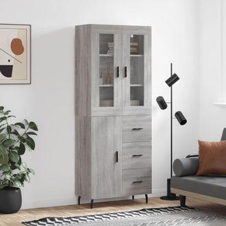 vidaXL Vidaxl - Aparador Alto Madera Contrachapada Gris Sonoma 69,5x34x180 Cm