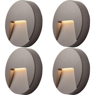 Loops 4 PACK Round Outdoor IP65 Pathway Guide Light - Indirect CCT LED - Grey ABS