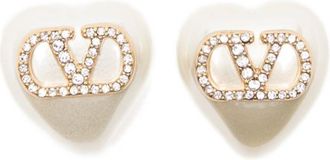 Valentino Garavani Golden VLogo Signature Pearl Stud Earrings