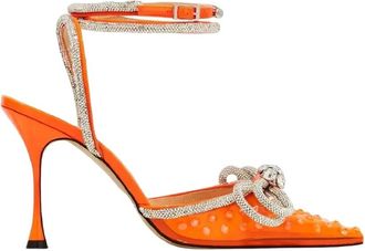 Mach & Mach Pumps, female, Orange, Size: 7 1/2 US Double Crystal Bow Pumps