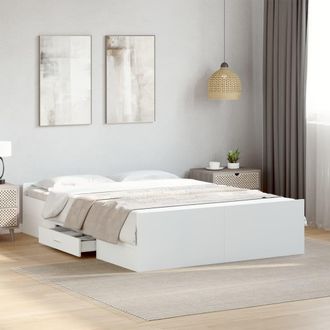 vidaXL Cama Con Cajones Madera De Ingenier&iacute;a Blanca 140x190 Cm Vidaxl