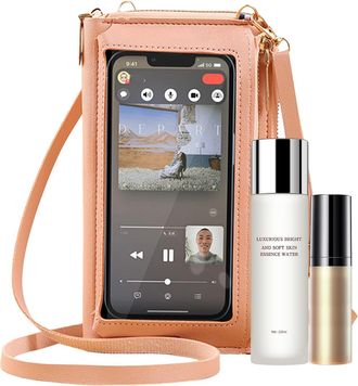 Generic Cell Phone Purse Bag - Mini PU Leather Mobile Purse | Transparent Window Design Small Shoulder Pouch | Lightweight Travel Carry Case | Compact Phone H